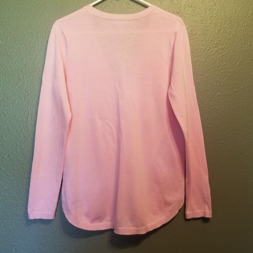 Talbots S Cardigan Sweater Pink 100% Cotton V Neck Oversized Preppy Feminine - Picture 5 of 9